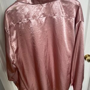 Oversized Silk Pink Button Up